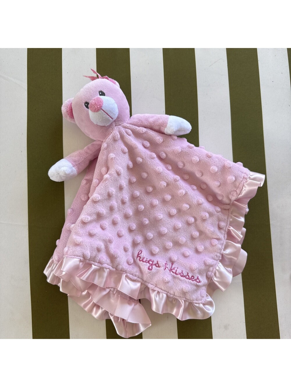 Baby Starters Pink Teddy Bear Hugs & Kisses Satin Rattle Security Blanket Lovey